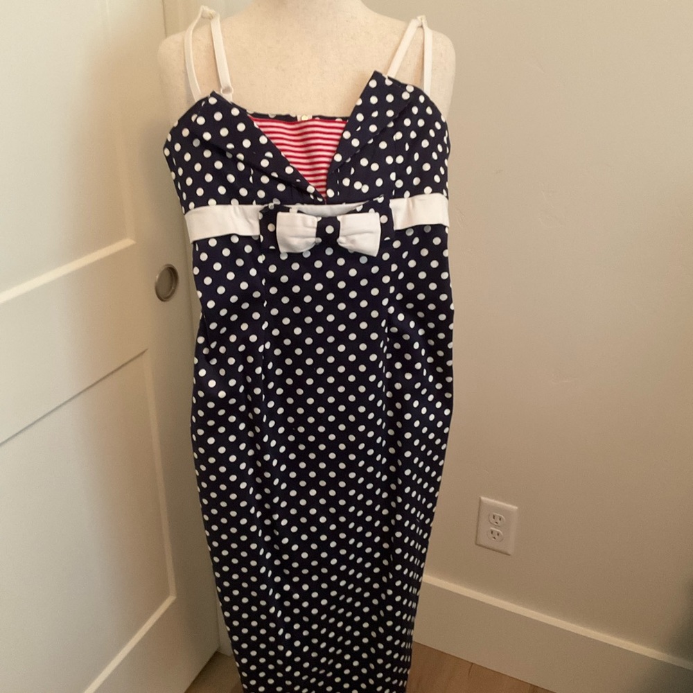 Tatyana Navy and White Polka Dot Dress